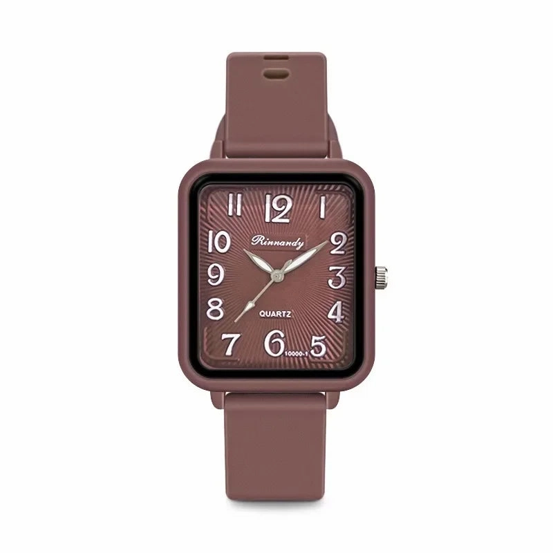 Silicone Strap Square Digital Quartz Watch for Women Luxury