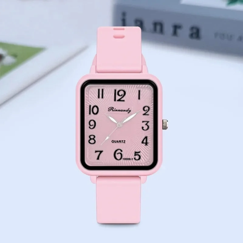 Silicone Strap Square Digital Quartz Watch for Women Luxury