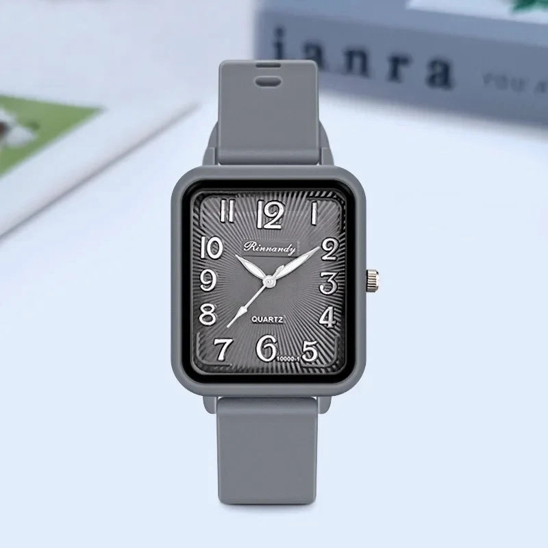 Silicone Strap Square Digital Quartz Watch for Women Luxury