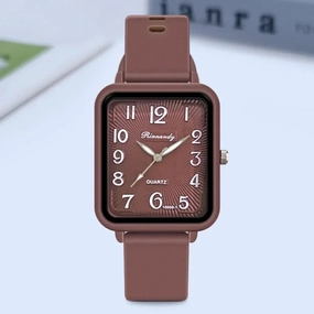 Silicone Strap Square Digital Quartz Watch for Women Luxury