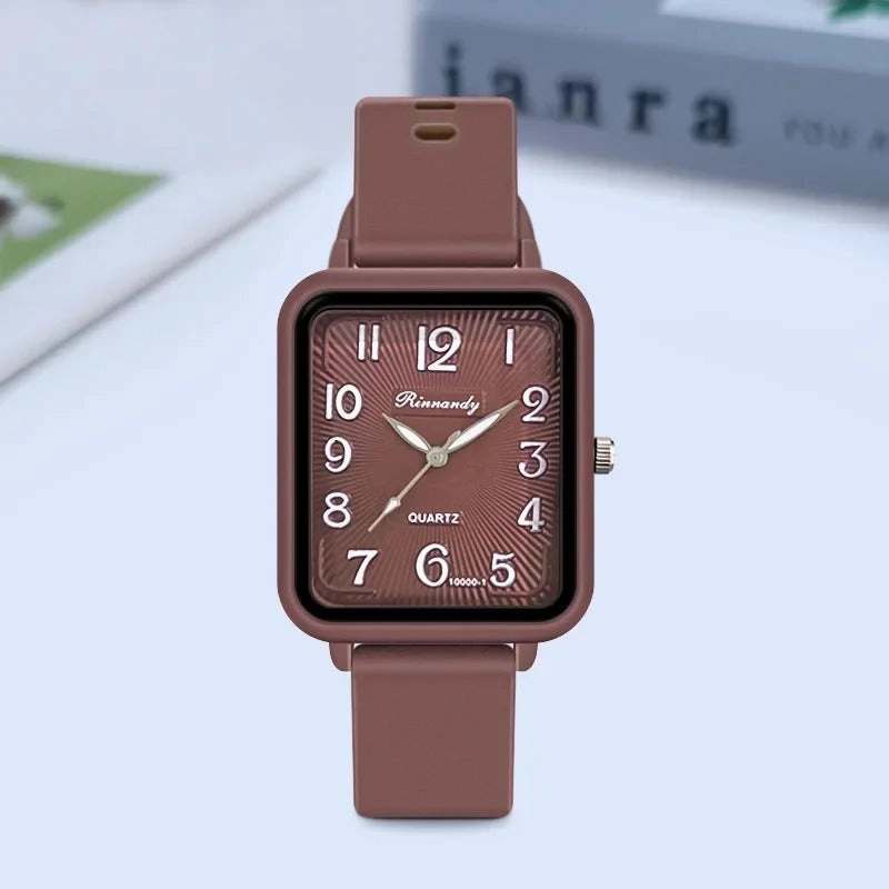 Silicone Strap Square Digital Quartz Watch for Women Luxury