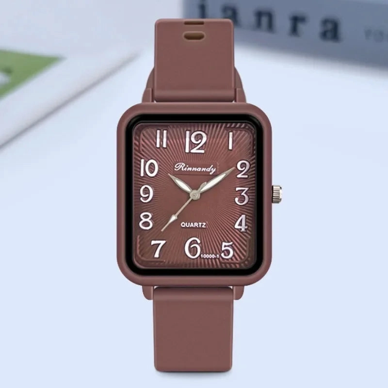 Silicone Strap Square Digital Quartz Watch for Women Luxury