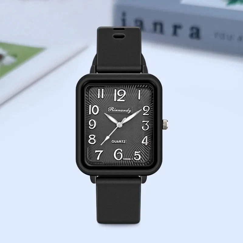 Silicone Strap Square Digital Quartz Watch for Women Luxury