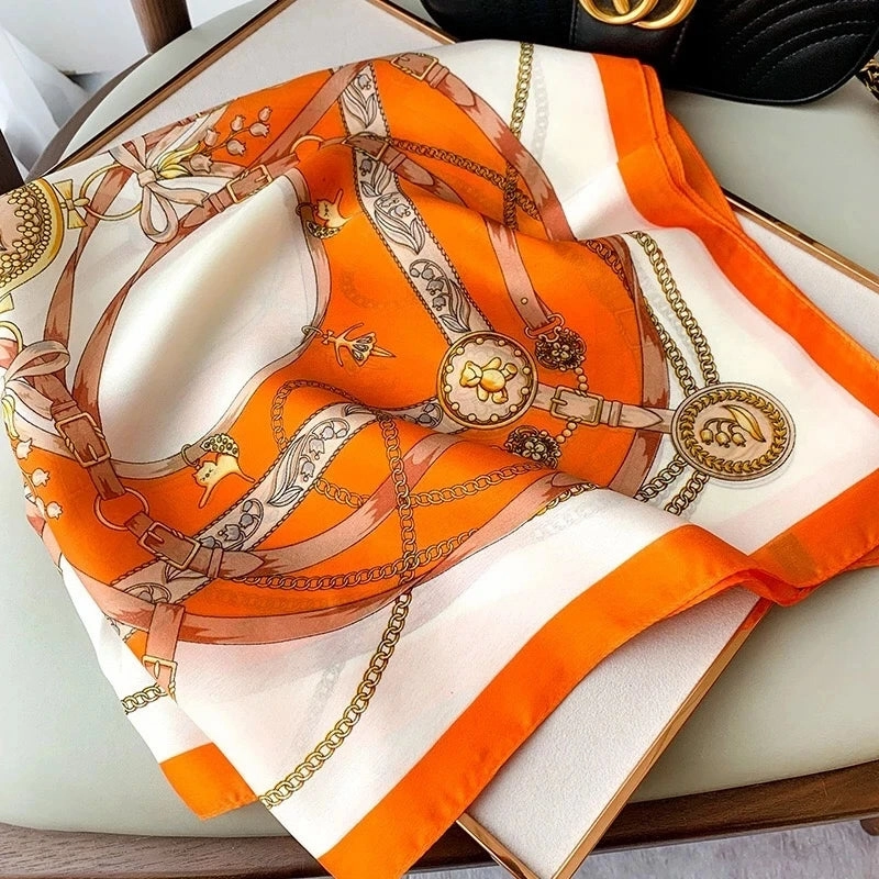 Silk Square Scarf Women Satin Bandana Print Hair Shawl