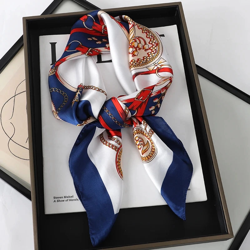 Silk Square Scarf Women Satin Bandana Print Hair Shawl