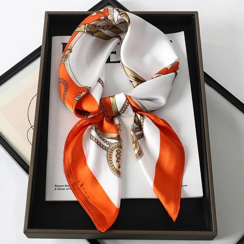 Silk Square Scarf Women Satin Bandana Print Hair Shawl