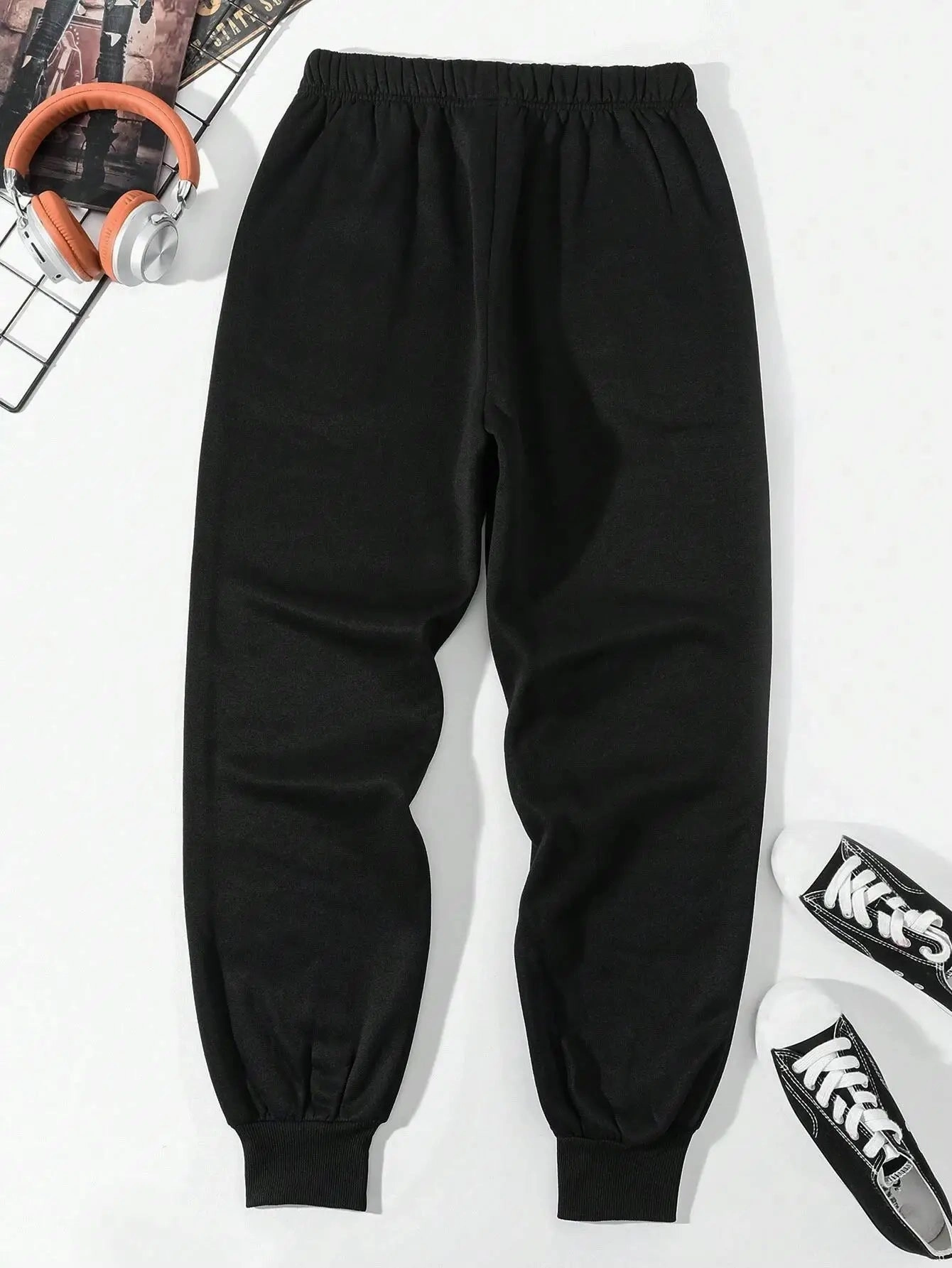 Simple Cross Printing Casual Women Pants with Pockets Loose Sweatpants for Everyday Wear