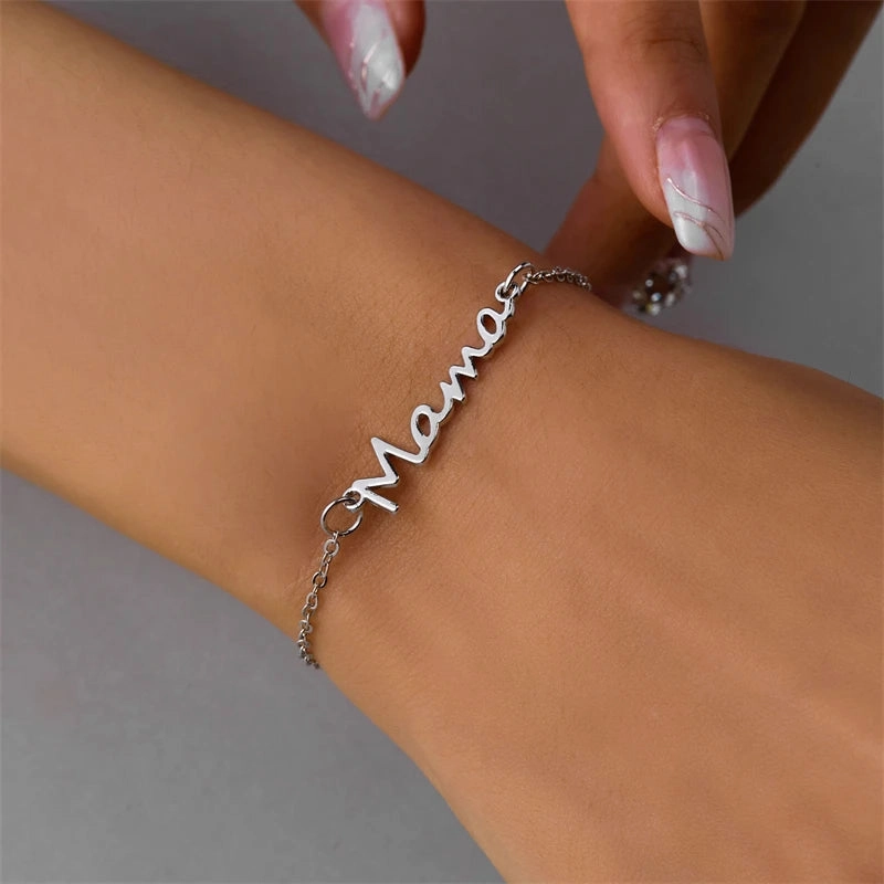 Simple Letter Mama Charm Bracelet for Women Double Layer Bangle Fashion Jewelry Gift