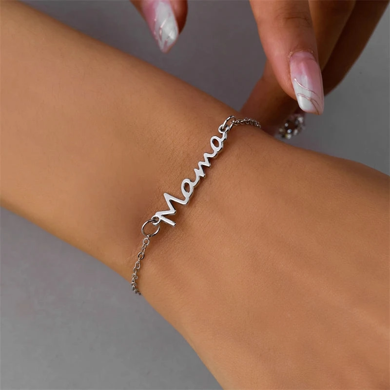 Simple Letter Mama Charm Bracelet for Women Double Layer Bangle Fashion Jewelry Gift