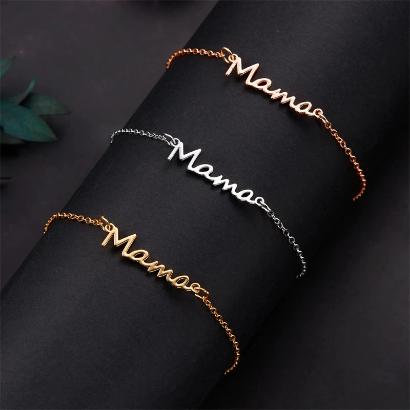 Simple Letter Mama Charm Bracelet for Women Double Layer Bangle Fashion Jewelry Gift
