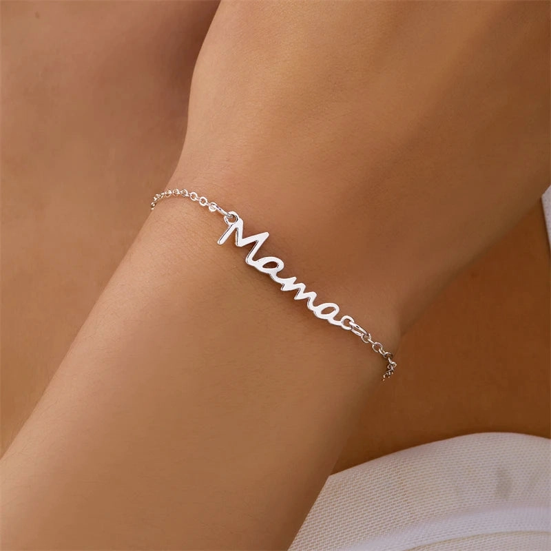 Simple Letter Mama Charm Bracelet for Women Double Layer Bangle Fashion Jewelry Gift