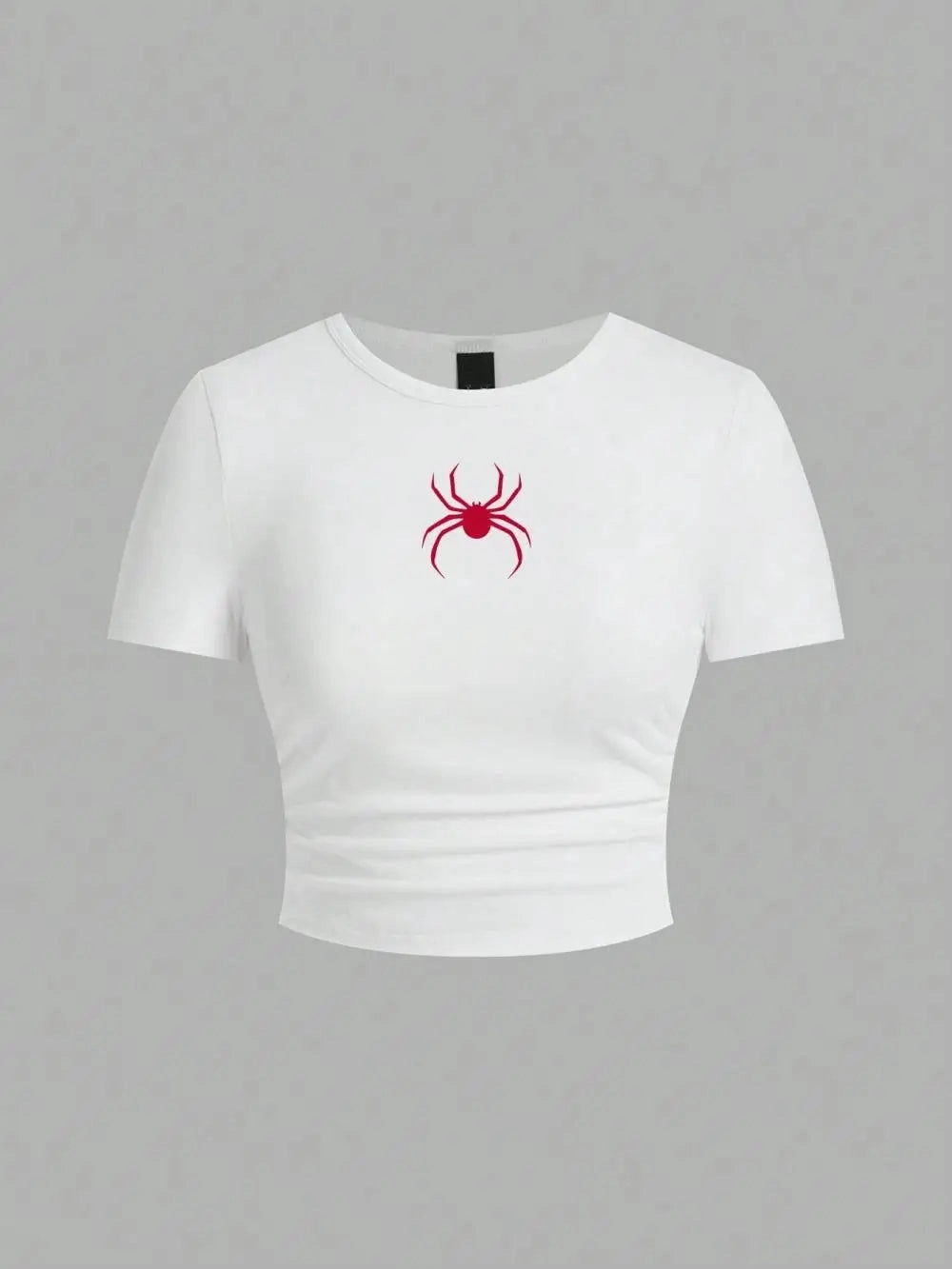Simple Red Spider Print Crop Top Summer Street Fashion T-Shirt Slim-fit Comfortable Soft High Elastic Female Tee