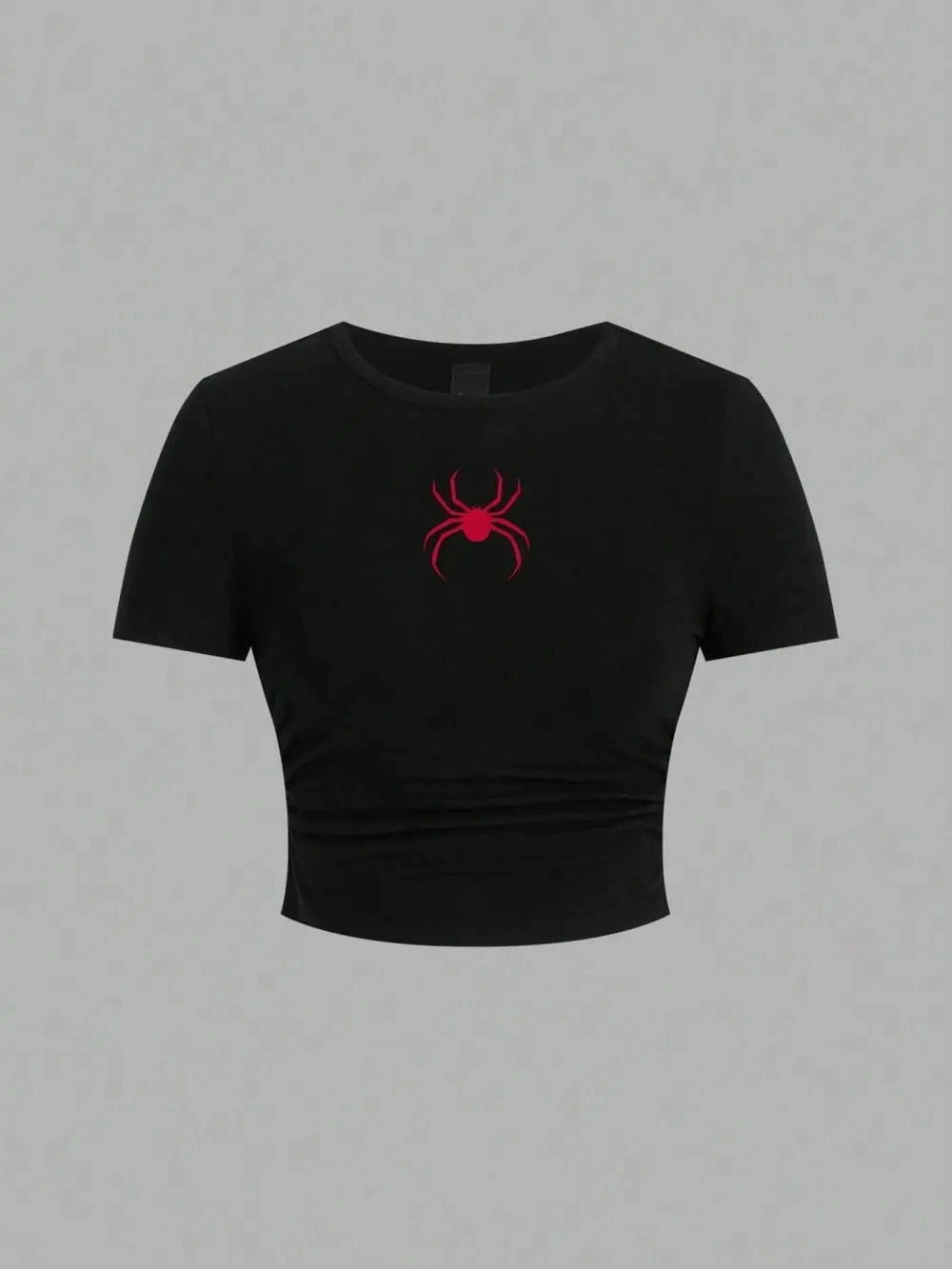 Simple Red Spider Print Crop Top Summer Street Fashion T-Shirt Slim-fit Comfortable Soft High Elastic Female Tee