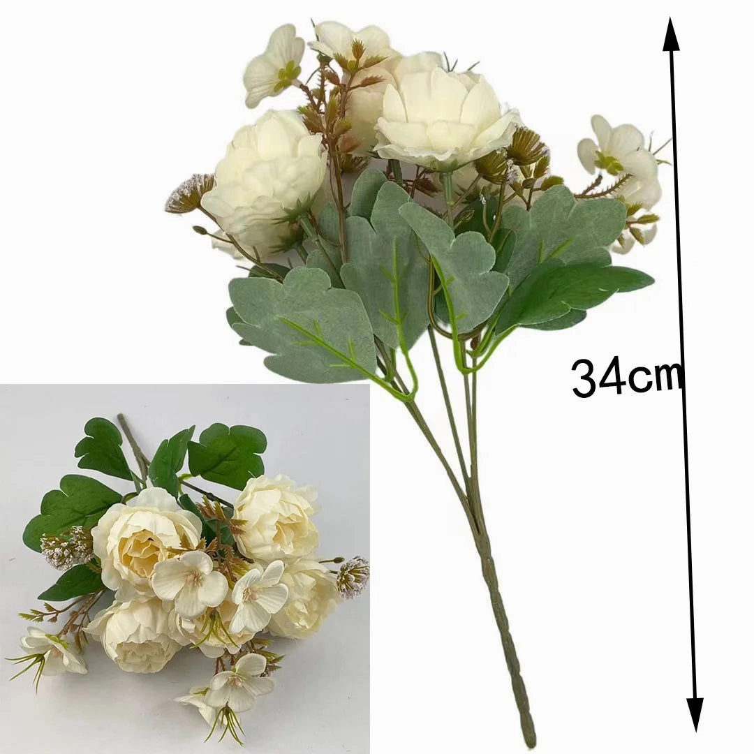 Simulated Peony Bouquet Silk Fake Flowers for Home Decor