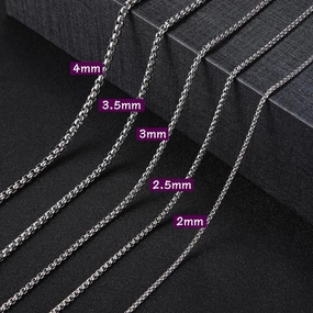 Skyrim Fashion Long Box Chain Necklace Stainless Steel Punk Jewelry Gift for Men Women