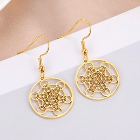 Skyrim Metatron Cube Dangle Earring Spiritual Jewelry for Women