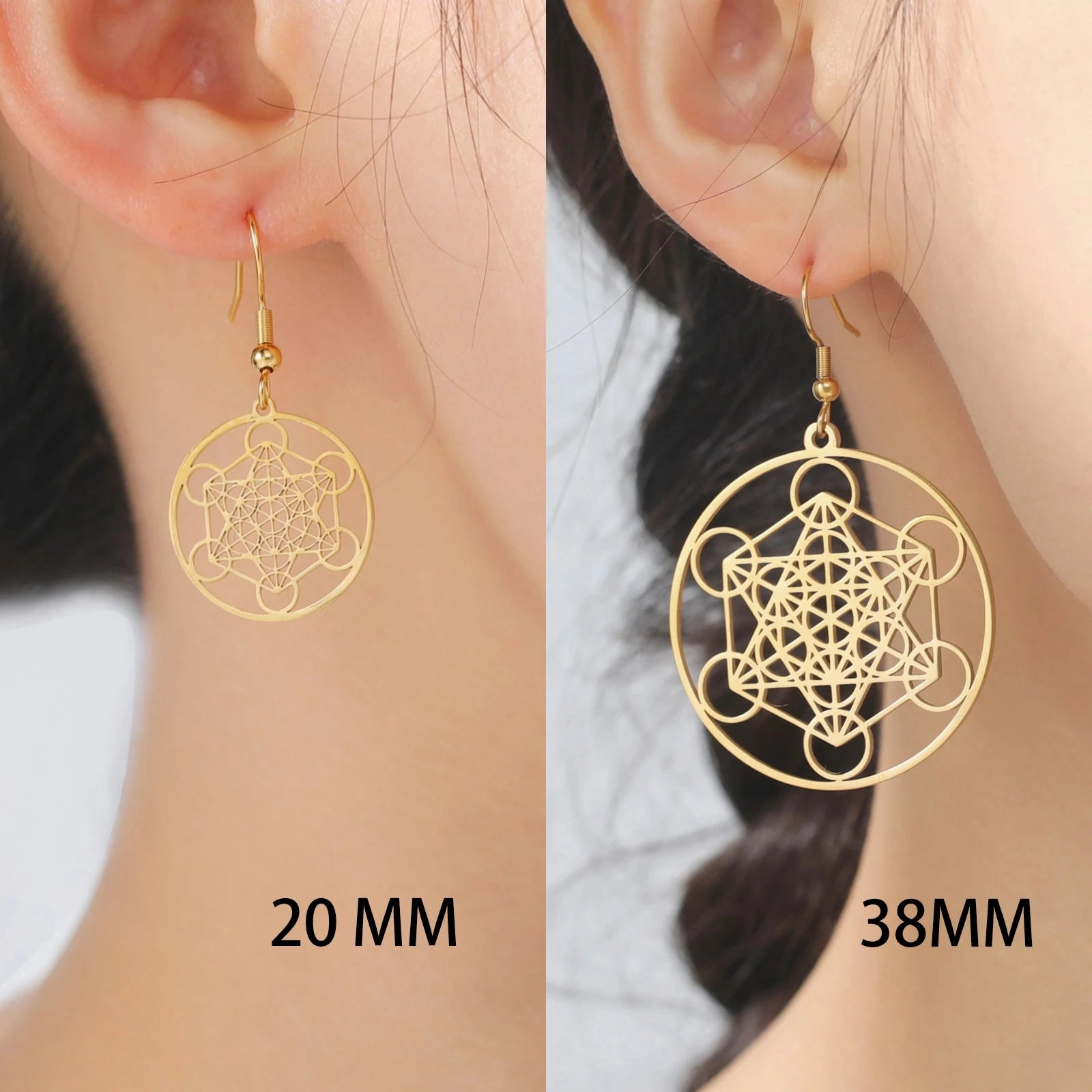 Skyrim Metatron Cube Dangle Earring Spiritual Jewelry for Women