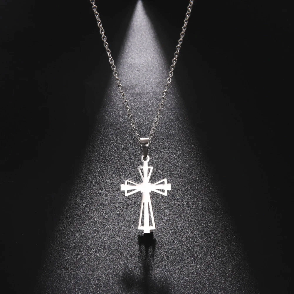 Skyrim Stainless Steel Cross Pendant Necklace for Men Women