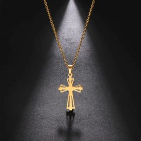 Skyrim Stainless Steel Cross Pendant Necklace for Men Women