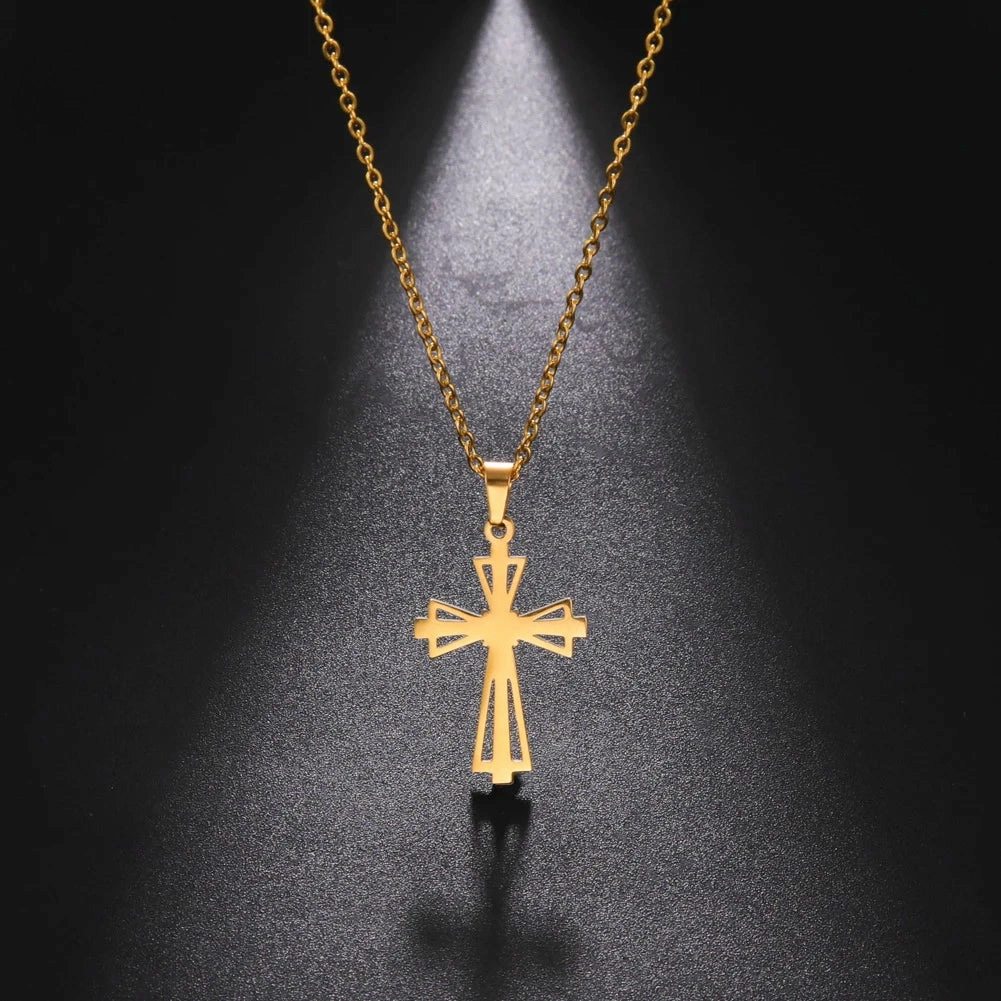 Skyrim Stainless Steel Cross Pendant Necklace for Men Women