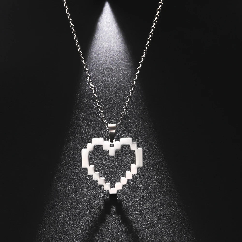 Skyrim Trendy Mosaic Heart Necklace for Women Girls Jewelry