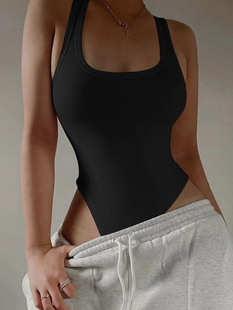 Sleeveless Knit Bodysuit Hot Summer Sexy Off Shoulder Casual ClubWear