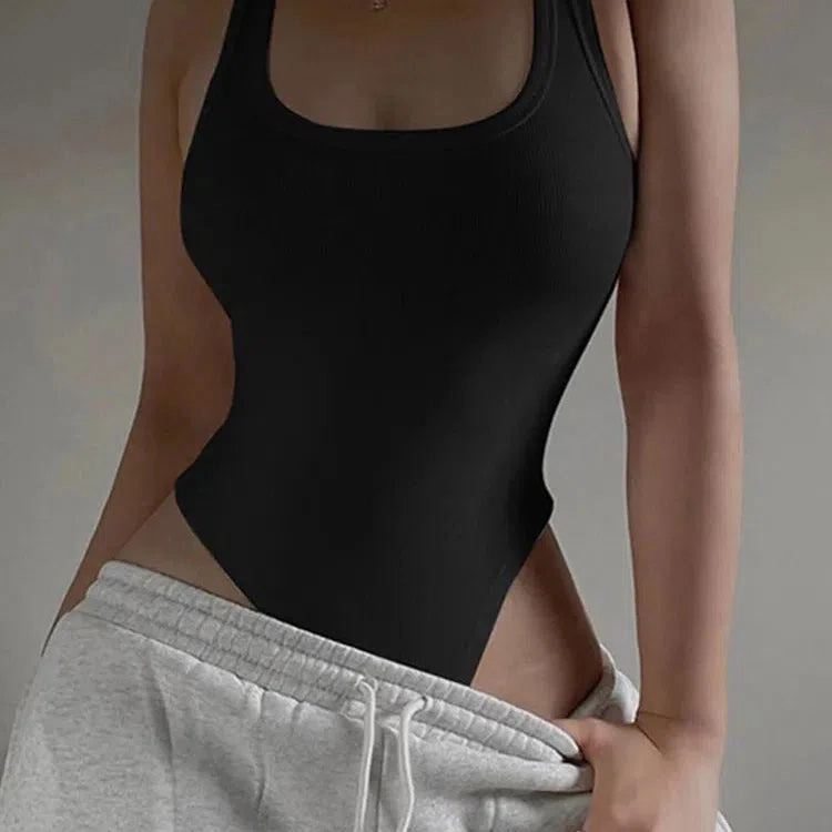 Sleeveless Knit Bodysuit Hot Summer Sexy Off Shoulder Casual ClubWear