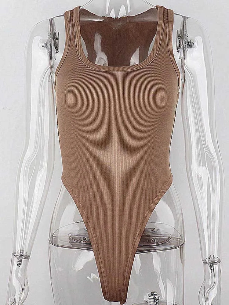 Sleeveless Knit Bodysuit Hot Summer Sexy Off Shoulder Casual ClubWear