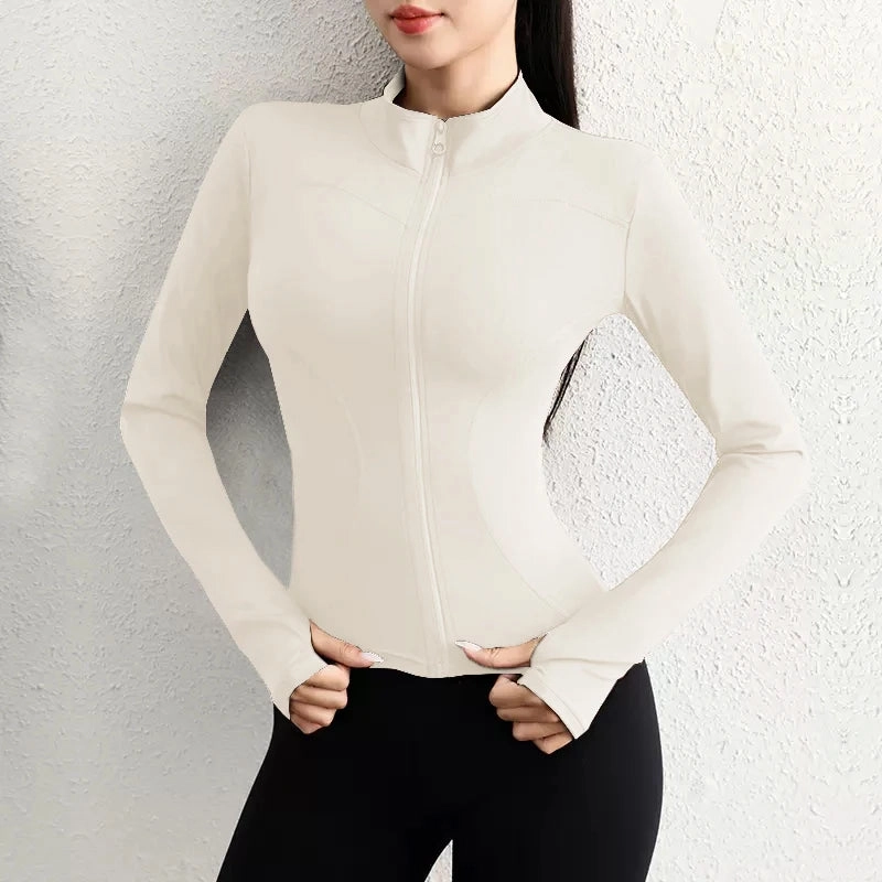 Slim Tracksuit Workout Top Female Zipper Jacket for Yoga