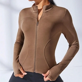 Slim Tracksuit Workout Top Female Zipper Jacket for Yoga