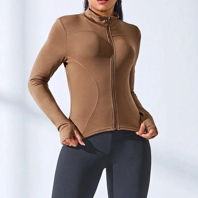 Slim Tracksuit Workout Top Female Zipper Jacket for Yoga