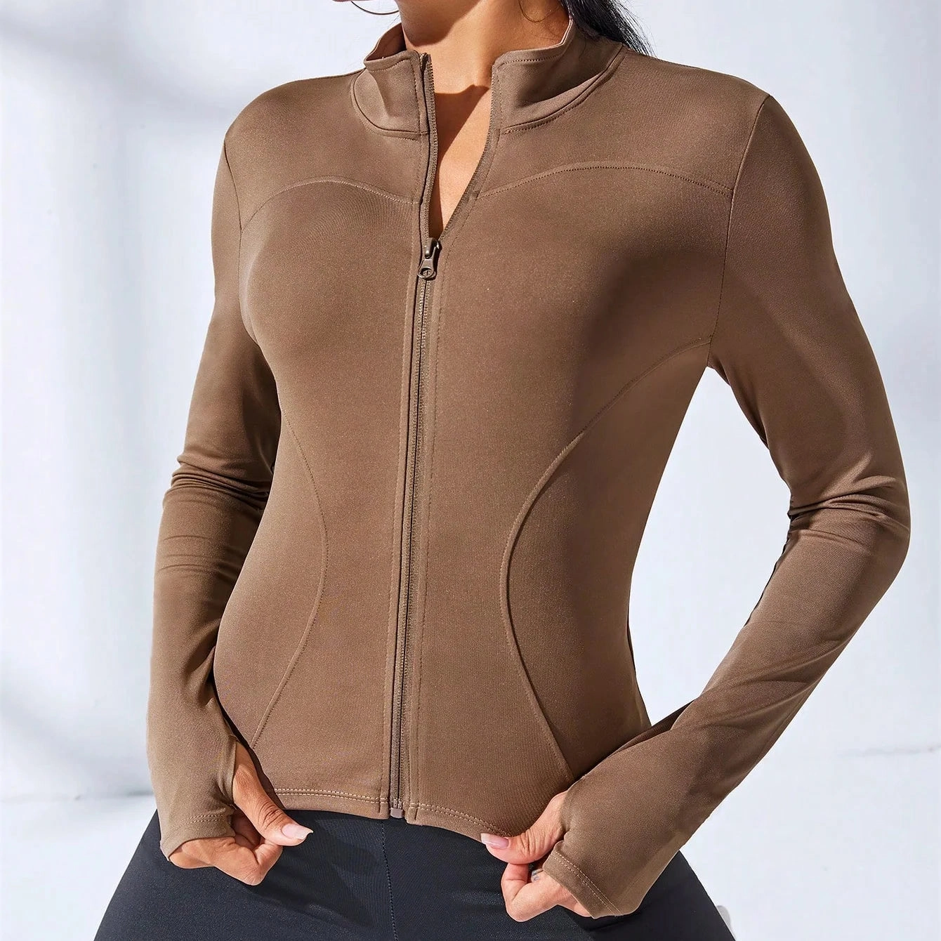 Slim Tracksuit Workout Top Female Zipper Jacket for Yoga