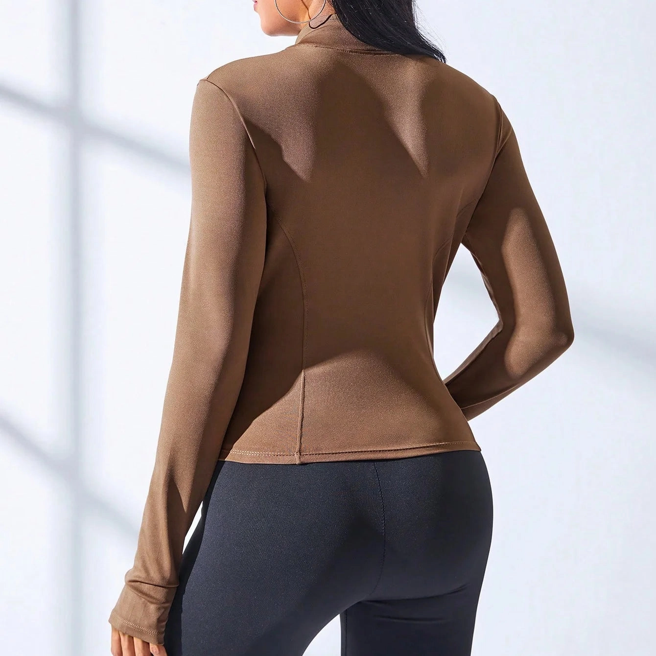 Slim Tracksuit Workout Top Female Zipper Jacket for Yoga