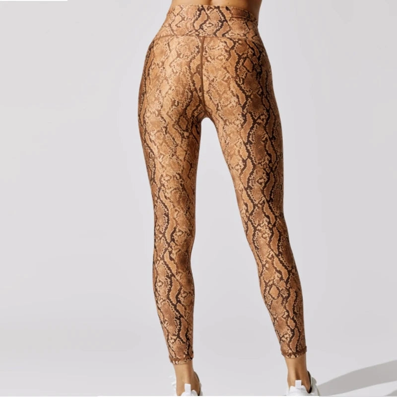 Snake Printing Leggings for Women, High Rise, Full Length Sports Running Pants, Stretchy Compression Gym Leggings US Size