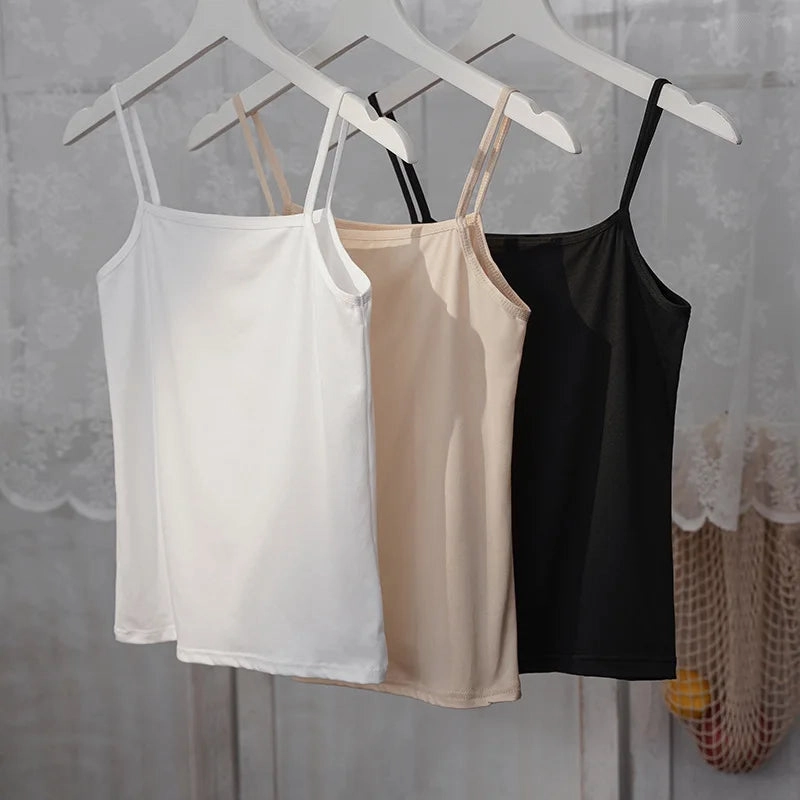 Soft Cotton Spaghetti Strap Crop Tops - Casual Sleeveless Summer Tank for Women
