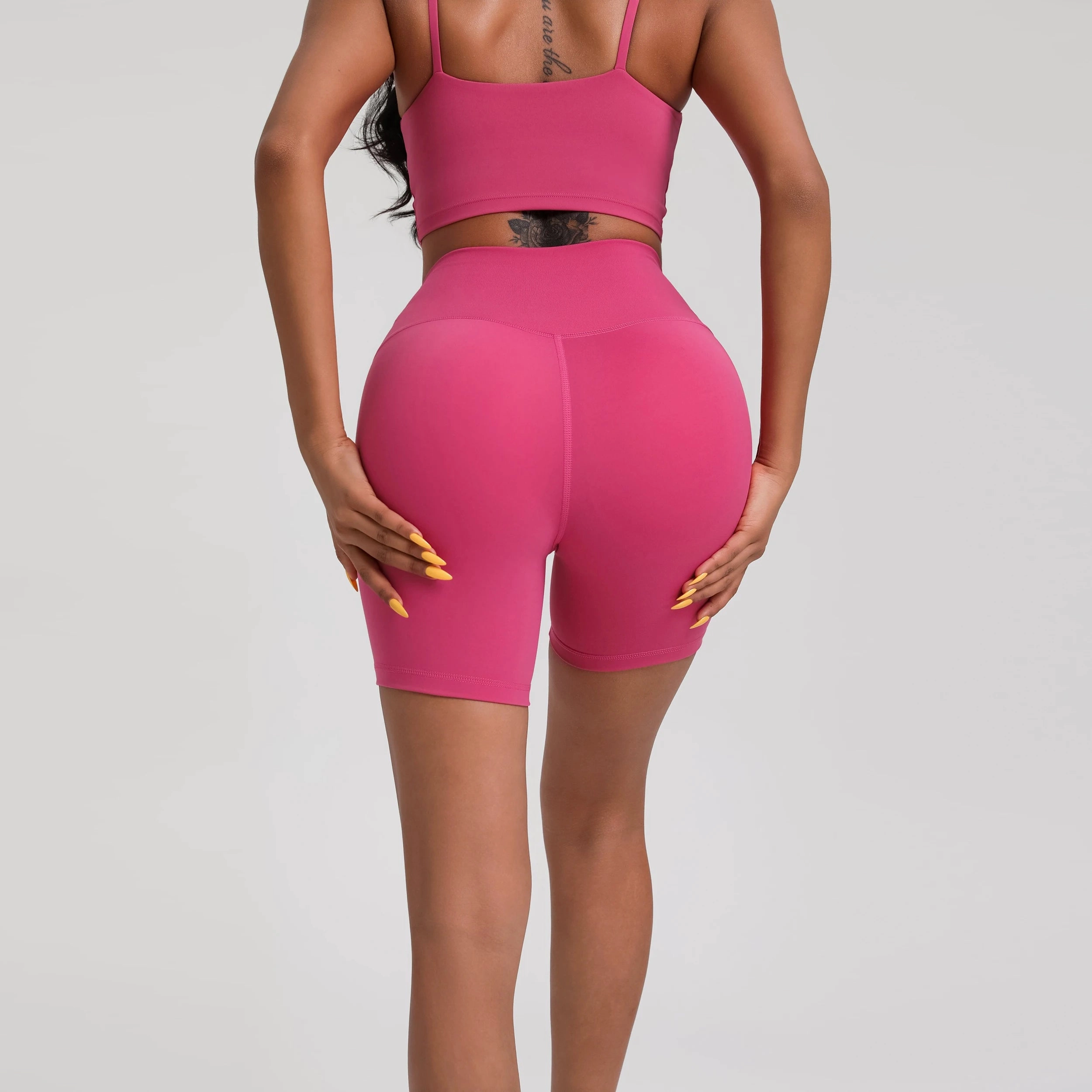 Solid Color Tight Athletic Women's High Waist Yoga Shorts