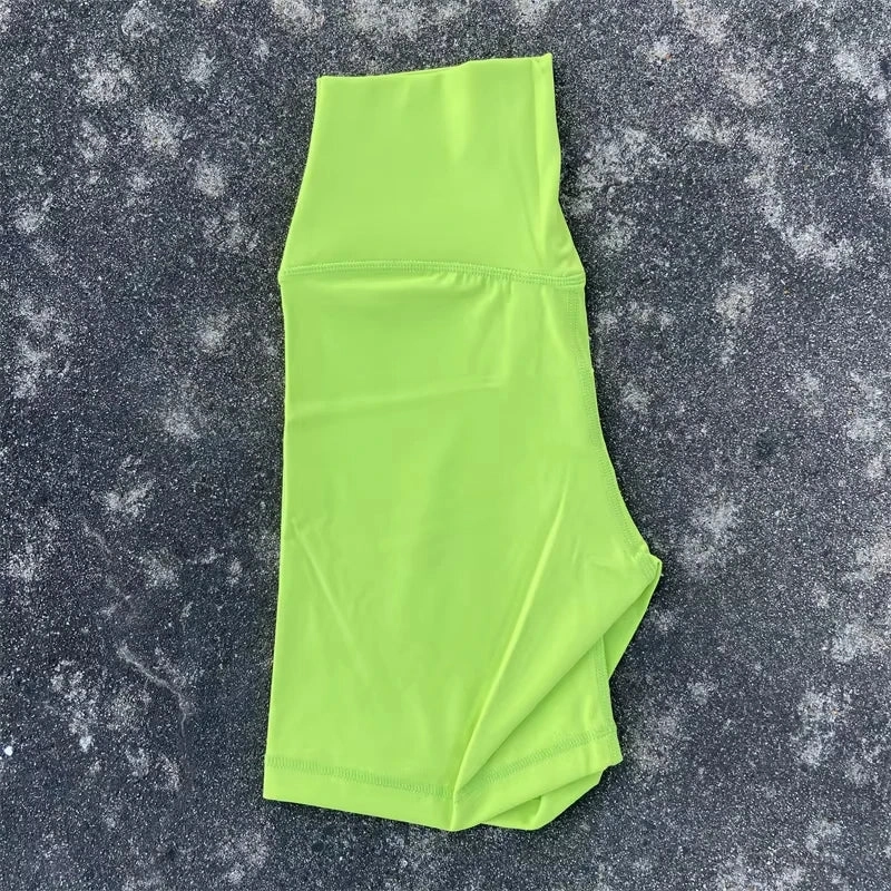 Solid Color Tight Athletic Women's High Waist Yoga Shorts