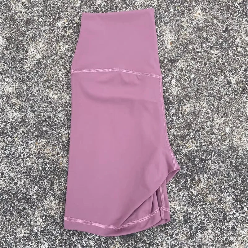 Solid Color Tight Athletic Women's High Waist Yoga Shorts