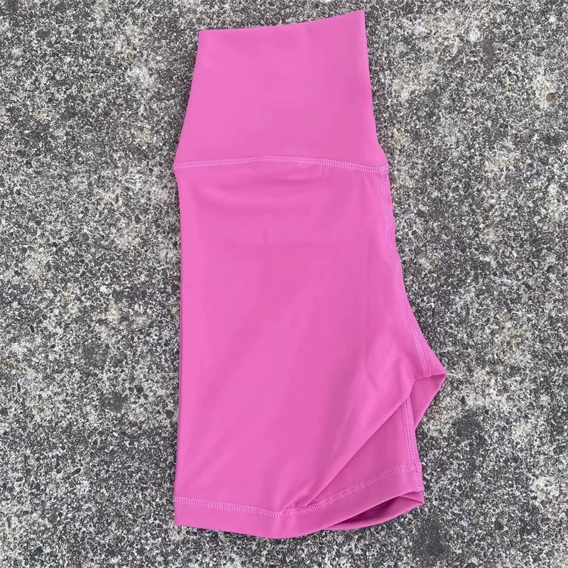 Solid Color Tight Athletic Women's High Waist Yoga Shorts