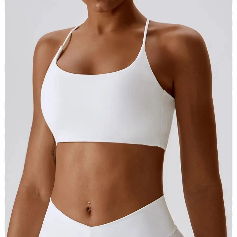 Solid Color U-Shaped Multi-Strap Women Fitness Bra Top