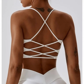 Solid Color U-Shaped Multi-Strap Women Fitness Bra Top