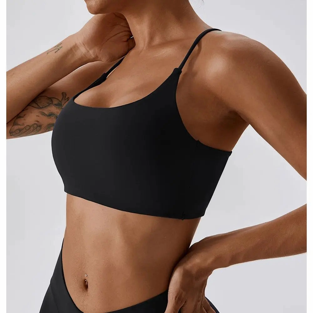 Solid Color U-Shaped Multi-Strap Women Fitness Bra Top