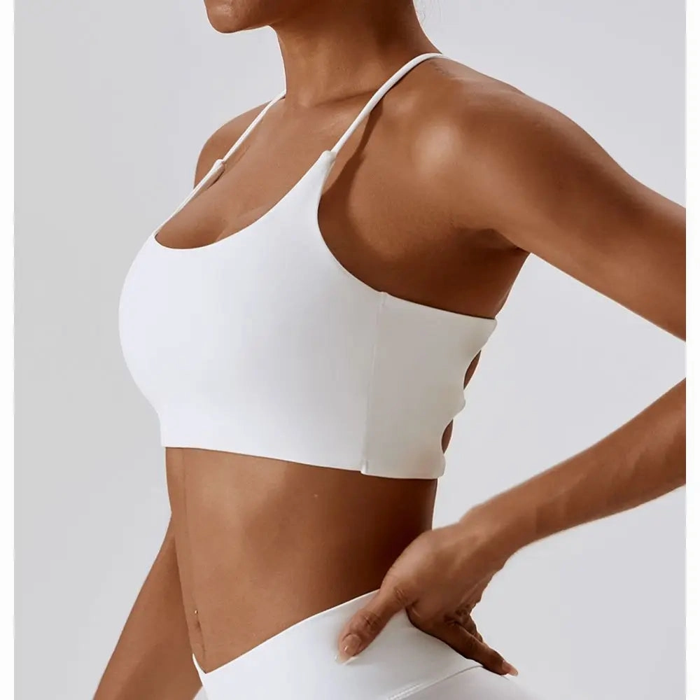 Solid Color U-Shaped Multi-Strap Women Fitness Bra Top