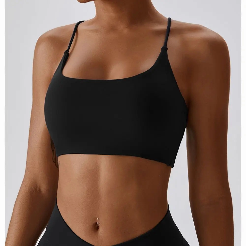 Solid Color U-Shaped Multi-Strap Women Fitness Bra Top