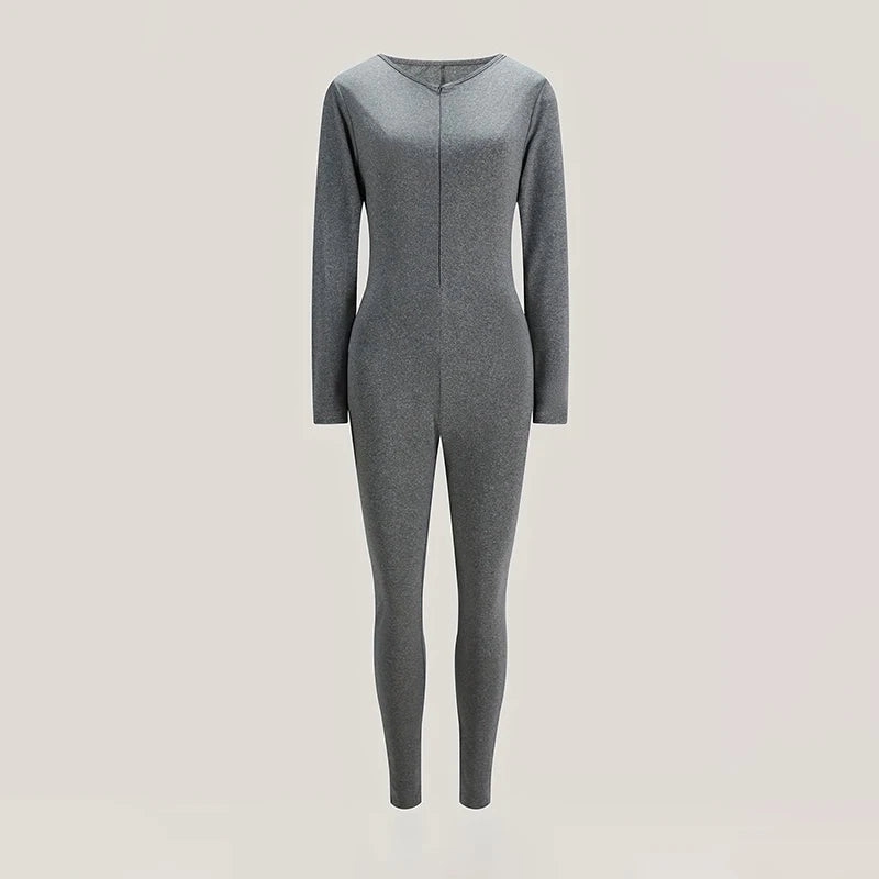 Solid Sports Jumpsuits Women Autumn Long Sleeve Zipper Rompers Casual Fitness Yoga Overall