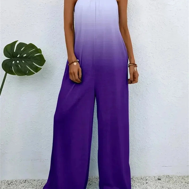 Spring and Summer Ladies Digital Printing Color Gradient Jumpsuit