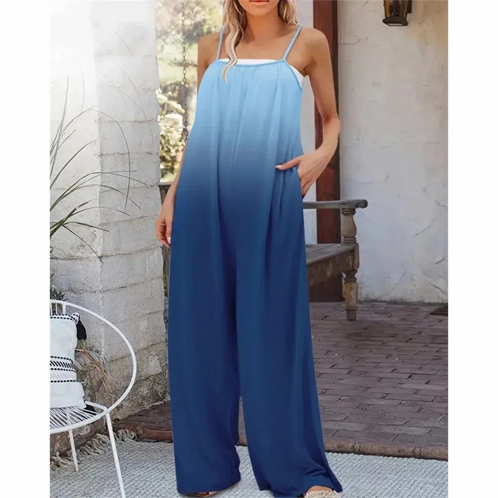Spring and Summer Ladies Digital Printing Color Gradient Jumpsuit