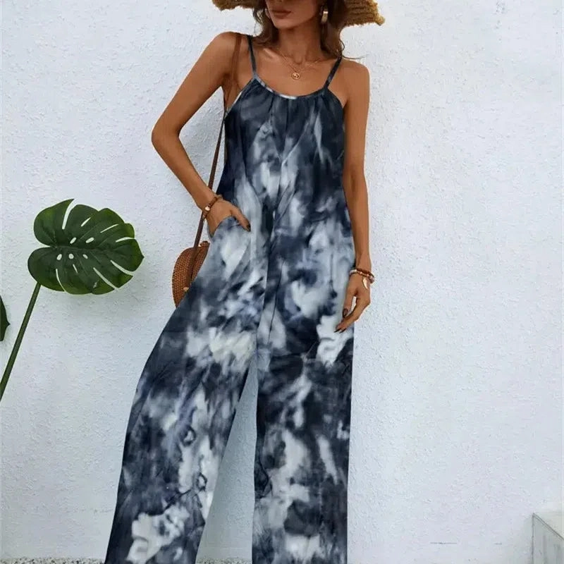 Spring and Summer Ladies Digital Printing Color Gradient Jumpsuit