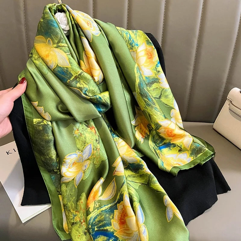 Spring Scarf Women's Luxury Silk Smooth Shawl 85x180cm