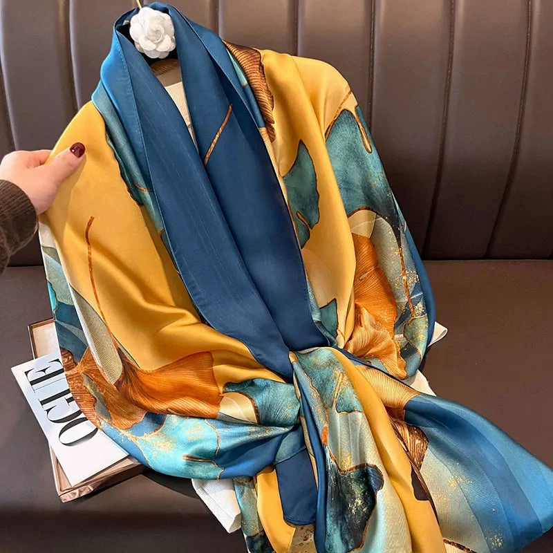 Spring Scarf Women's Luxury Silk Smooth Shawl 85x180cm